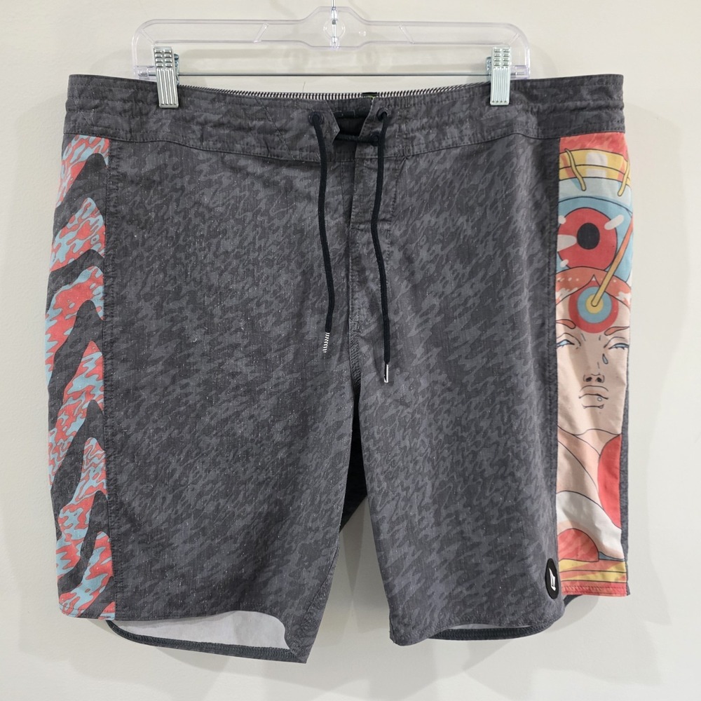 Volcom Mens Board Shorts Size 38 Pangeaseed 19 Anime Gray Beach Summer